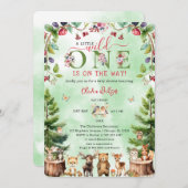 小さな野生の1つの森林動物の赤ちゃんシャワー 招待状 (正面/裏面)