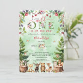 小さな野生の1つの森林動物の赤ちゃんシャワー 招待状 (スタンド正面)