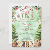 小さな野生の1つの森林動物の赤ちゃんシャワー 招待状 (正面)