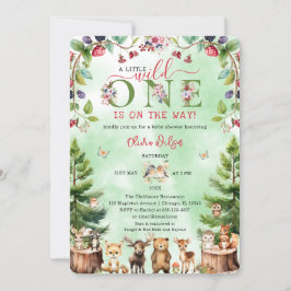 小さな野生の1つの森林動物の赤ちゃんシャワー 招待状