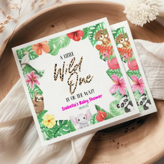 小さな野生の1つの熱帯性動物の赤ちゃんシャワー スタンダードランチョンナプキン