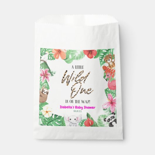 小さな野生の1つの熱帯性動物の赤ちゃんシャワー フェイバーバッグ (正面)