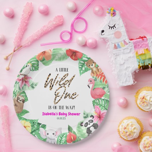 小さな野生の1つの熱帯性動物の赤ちゃんシャワー ペーパープレート (パーティー)