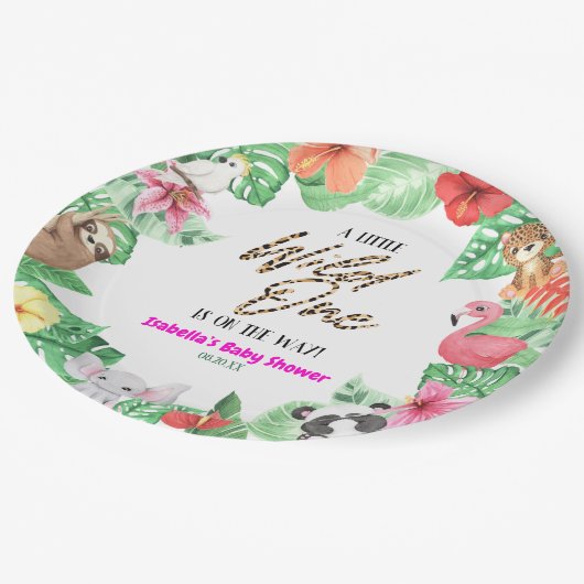 小さな野生の1つの熱帯性動物の赤ちゃんシャワー ペーパープレート (アングル)