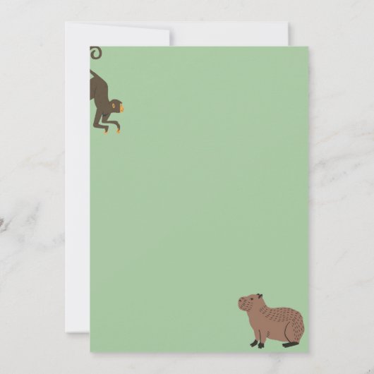 小さな野生の1つの赤ちゃんシャワーかわいいジャングル動物 招待状 (裏面)