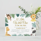 小さな野生の1つの赤ちゃんシャワーの招待状 招待状 (スタンド正面)