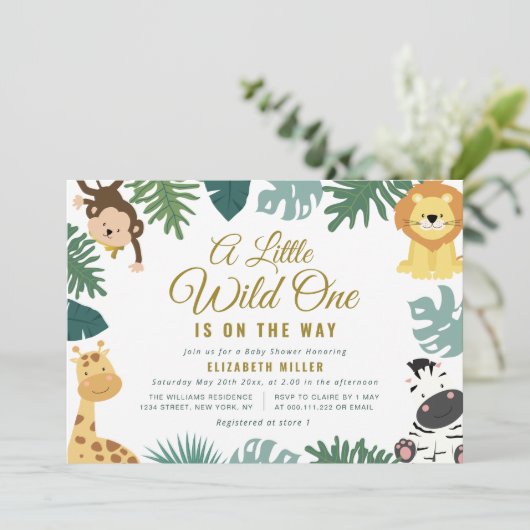 小さな野生の1つの赤ちゃんシャワーの招待状 招待状 (スタンド正面)