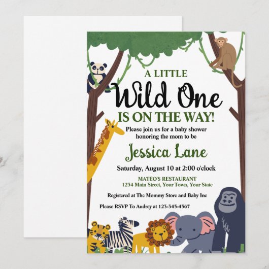 小さな野生の1つの赤ちゃんシャワー 招待状 (正面/裏面)