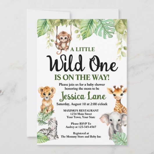 小さな野生の1つの赤ちゃんシャワー 招待状 (正面)