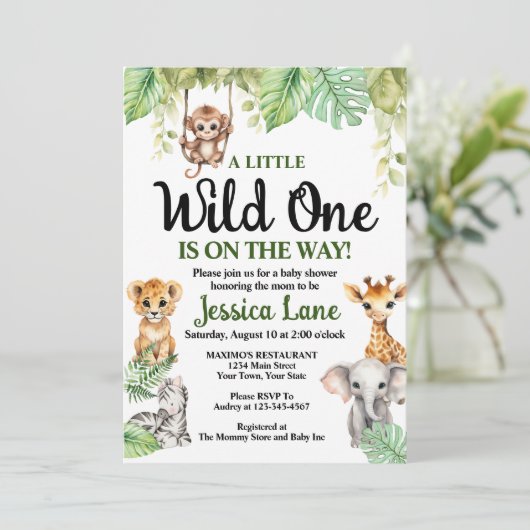 小さな野生の1つの赤ちゃんシャワー 招待状 (スタンド正面)