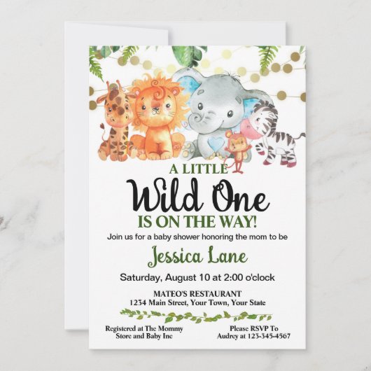 小さな野生の1つの赤ちゃんシャワー 招待状 (正面)