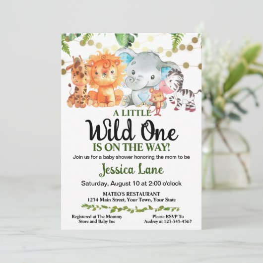 小さな野生の1つの赤ちゃんシャワー 招待状 (スタンド正面)