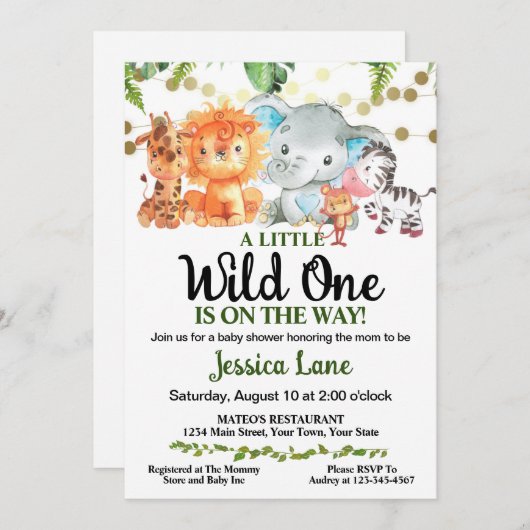 小さな野生の1つの赤ちゃんシャワー 招待状 (正面/裏面)