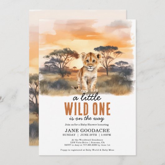 小さな野生の1つの赤ちゃんシャワー 招待状 (正面/裏面)