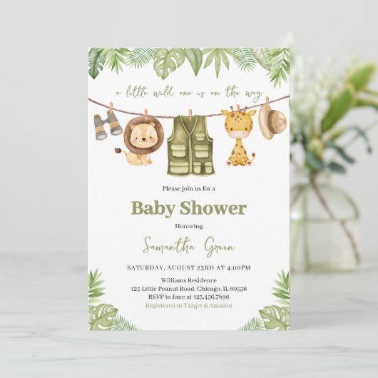 小さな野生の1つの赤ちゃんシャワー 招待状 (スタンド正面)