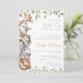 小さな野生の1サファリジャングルの赤ちゃんシャワー 招待状 (スタンド正面)