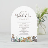 小さな野生の1サファリベイビーシャワーをアーチ 招待状 (スタンド正面)