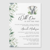 小さな野生の1サファリ象の赤ちゃんシャワー マグネット招待状 (正面)