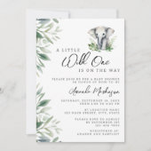 小さな野生の1サファリ象の赤ちゃんシャワー 招待状 (正面)