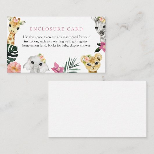 小さな野生の1ジャングル赤ちゃんシャワー囲いカード エンクロージャーカード (正面/裏面)