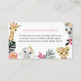 小さな野生の1ジャングル赤ちゃんシャワー囲いカード エンクロージャーカード