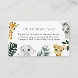 小さな野生の1ジャングル赤ちゃんシャワー囲いカード エンクロージャーカード