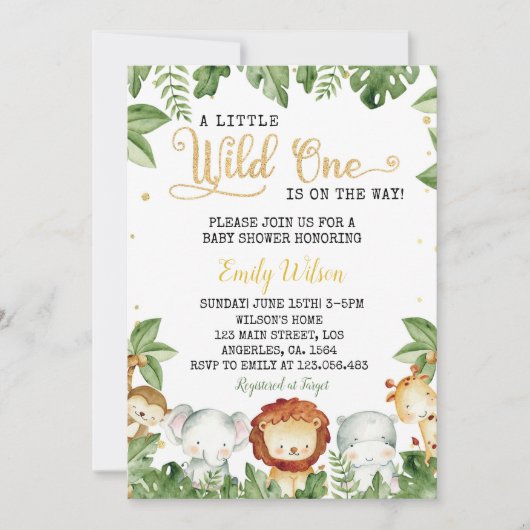 小さな野生の1動物の赤ちゃんシャワー招待状 招待状 (正面)