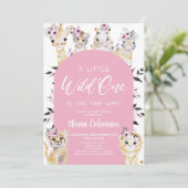 小さな野生の1動物園サファリ動物の赤ちゃんシャワー 招待状 (スタンド正面)