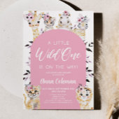 小さな野生の1動物園サファリ動物の赤ちゃんシャワー 招待状