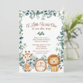 小さな野生の1動物少年の女の子の赤ちゃんシャワー 招待状 (スタンド正面)