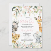 小さな野生の1女の子ジャングル赤ちゃんシャワー 招待状 (正面)