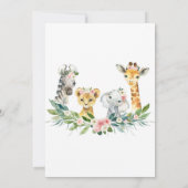 小さな野生の1女の子ジャングル赤ちゃんシャワー 招待状 (裏面)