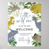 小さな野生の1恐竜トレックス赤ちゃんシャワー歓迎 ポスター (正面)