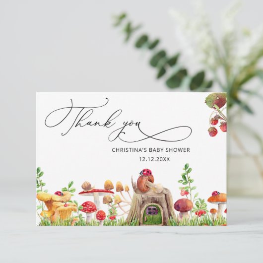 小さな野生キノコ赤ちゃんシャワーありがとう カード (スタンド正面)