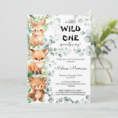 小さな野生一動物ユーカリ赤ちゃんシャワー 招待状 (スタンド正面)