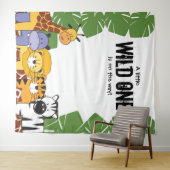 小さな野生児がやってくる ベイビーシャワーのサファリ タペストリー (インサイチュ(横))