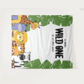 小さな野生児がやってくる ベイビーシャワーのサファリ タペストリー (正面(横))