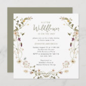 小さな野花がセージ赤ちゃんシャワーの途中にある 招待状 (正面/裏面)