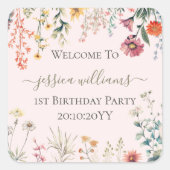 小さな野花が一かわいらし歳になる スクエアシール (正面)