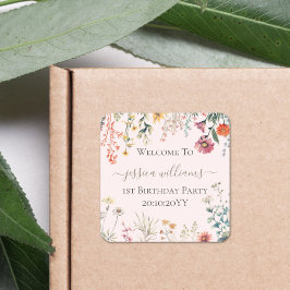 小さな野花が一かわいらし歳になる スクエアシール