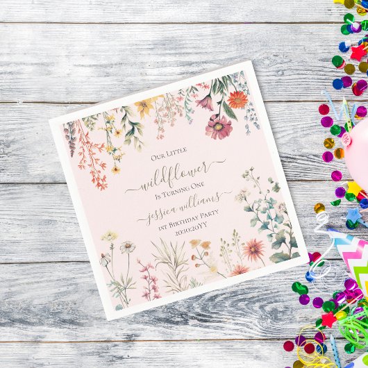 小さな野花が一かわいらし歳になる スタンダードカクテルナプキン