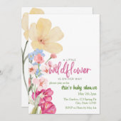 小さな野花が赤ちゃんのシャワーを途中にある 招待状 (正面/裏面)