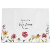 小さな野花が赤ちゃんシャワーの途中にある ラージペーパーバッグ (正面)