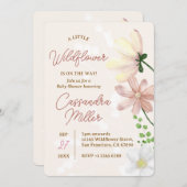 小さな野花が赤ちゃんシャワーの途中にある 招待状 (正面/裏面)