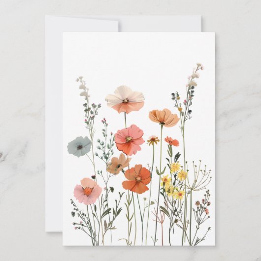 小さな野花が途中にある – 編集可能ベビー 招待状 (裏面)