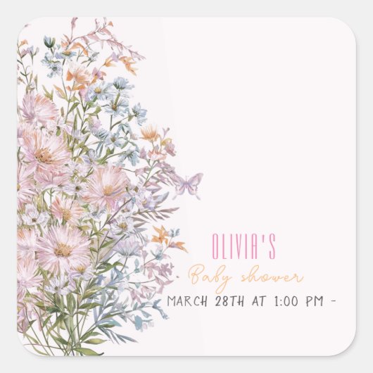 小さな野花が開花#3 スクエアシール (正面)