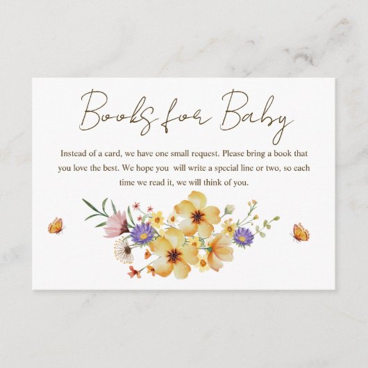 小さな野花のフローラ女の子の赤ちゃんシャワー エンクロージャーカード (正面)