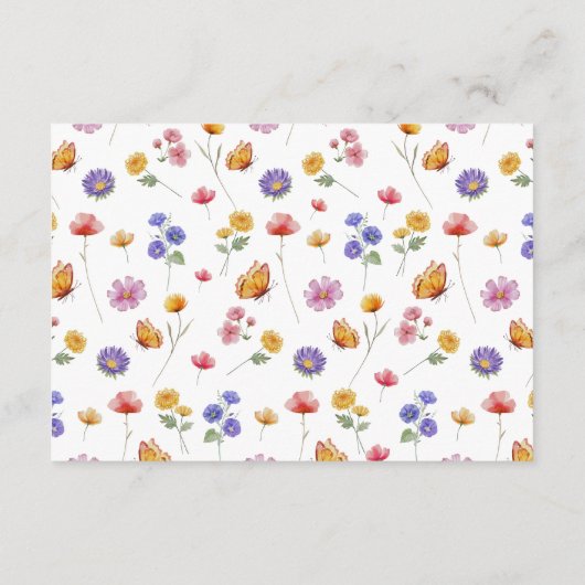 小さな野花のフローラ女の子の赤ちゃんシャワー エンクロージャーカード (裏面)