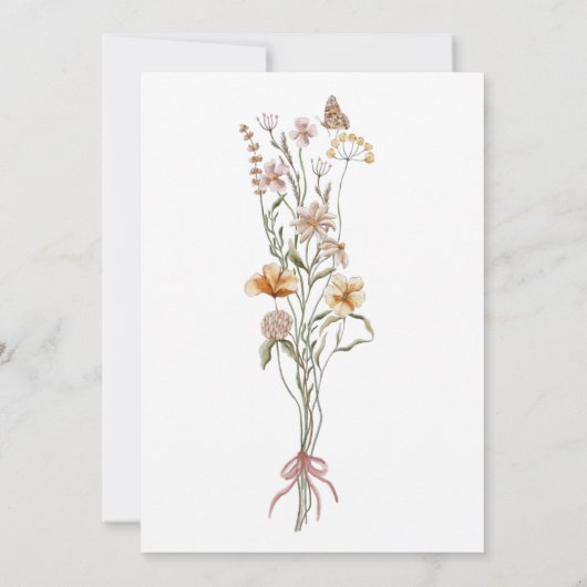 小さな野花のフローラ女の子の赤ちゃんシャワー 招待状 (裏面)