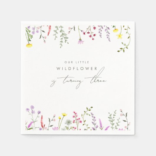 小さな野花の女の子のフローラ誕生日パーティー スタンダードカクテルナプキン (正面)